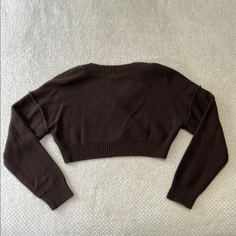 Garage Brown Cropped Cardigan Sweater - Picture 6 of 6